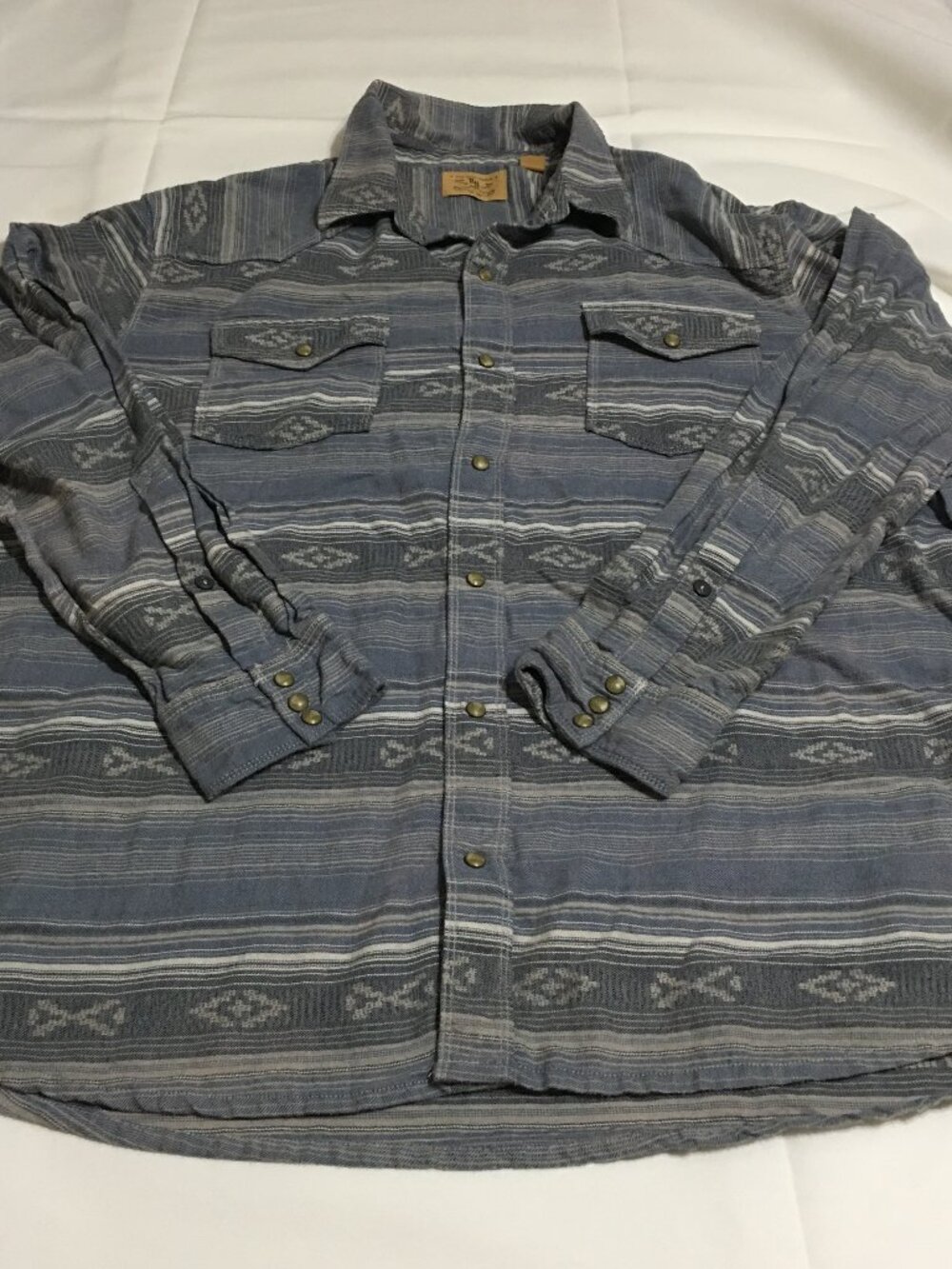 Red Head Ranch Flannel Shirt Mens 2XL Blue Striped Pearl Snap Long Sleeve